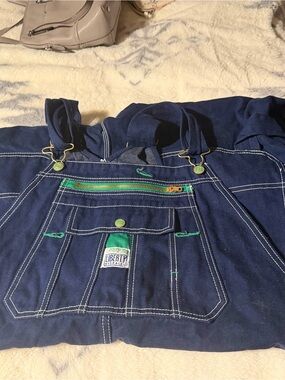 liberty Navy Overalls with Green Accents